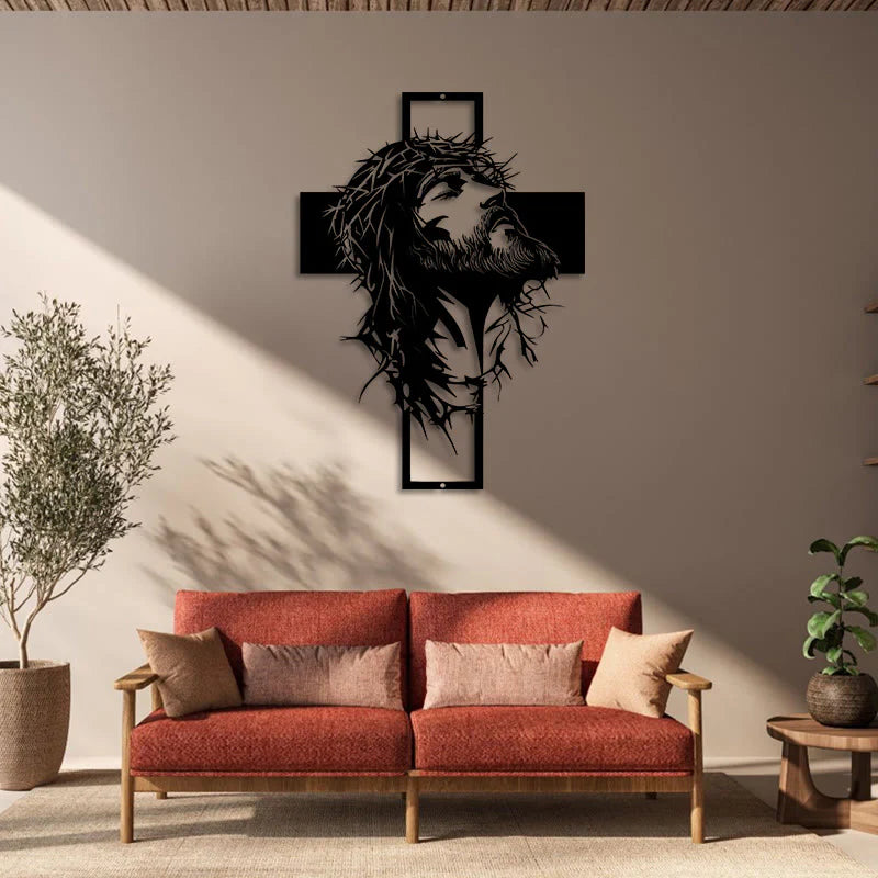 Quadro Jesus Cristo na Cruz em Metal | Arte Sacra para Parede