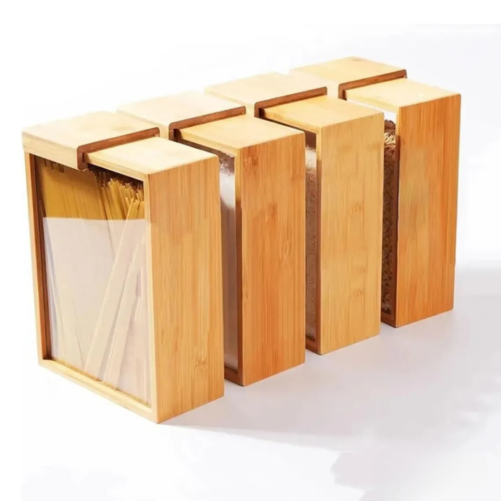 COMPRE 2 e LEVE 4 | potes dispensadores de vidro em bambu sustentável