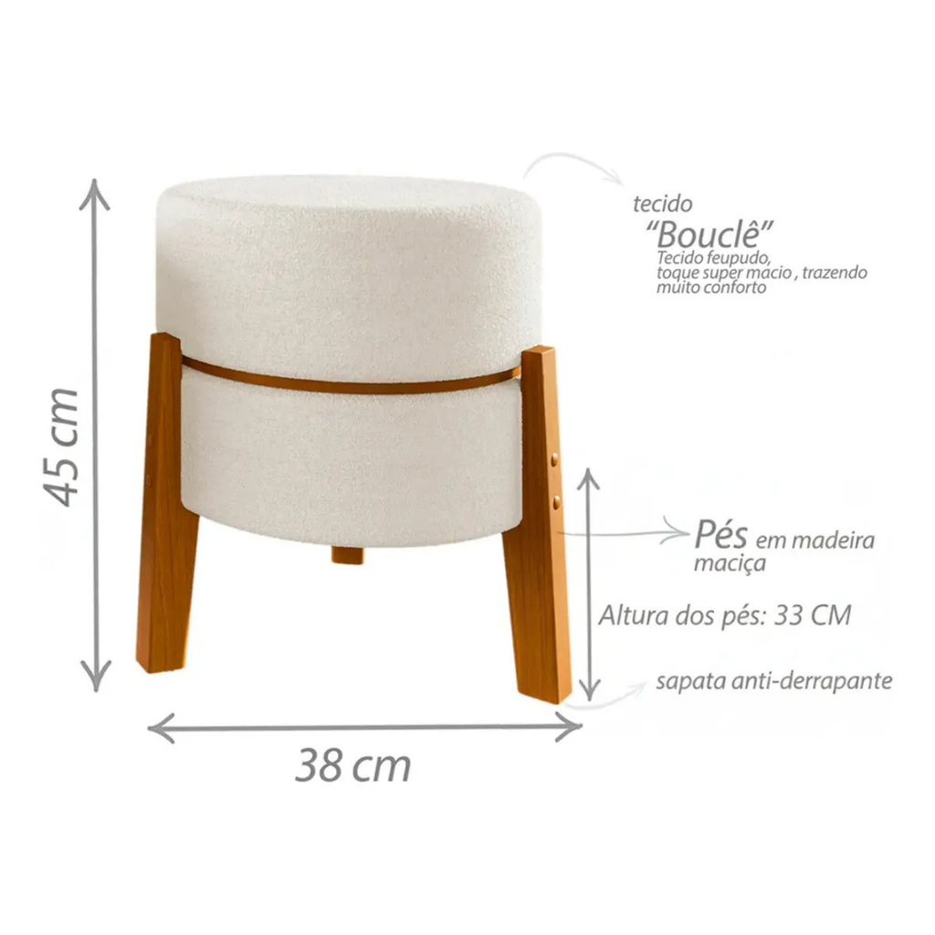 Kit Pufes Mesa em Tecido Bouclê