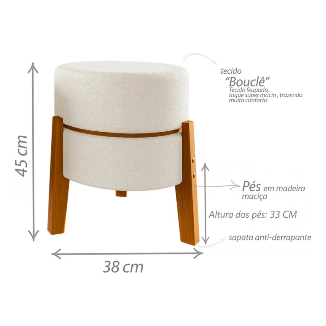 Kit Pufes Mesa em Tecido Bouclê