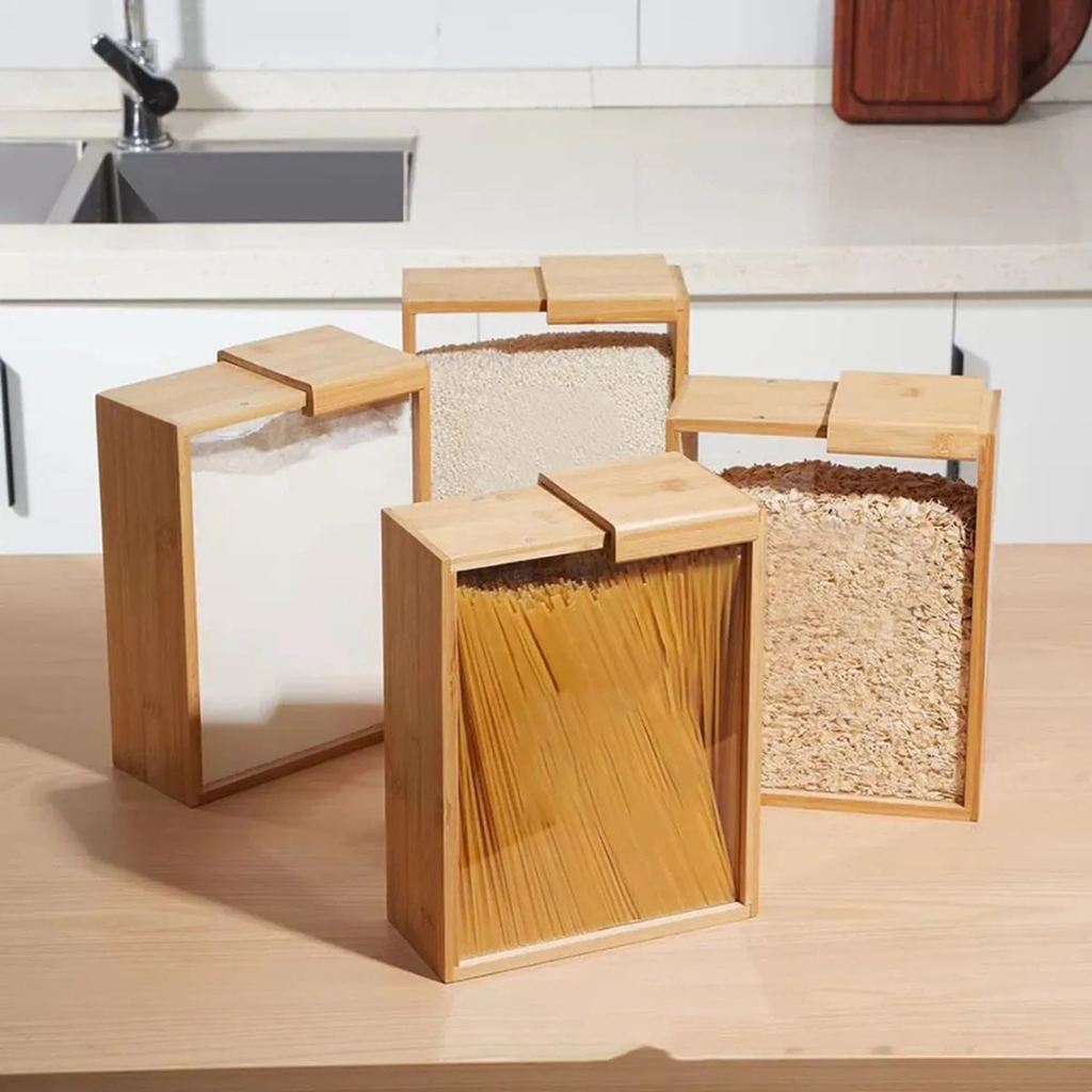 COMPRE 2 e LEVE 4 | potes dispensadores de vidro em bambu sustentável