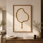 Quadro decorativo terço de madeira com moldura