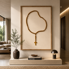 Quadro decorativo terço de madeira com moldura
