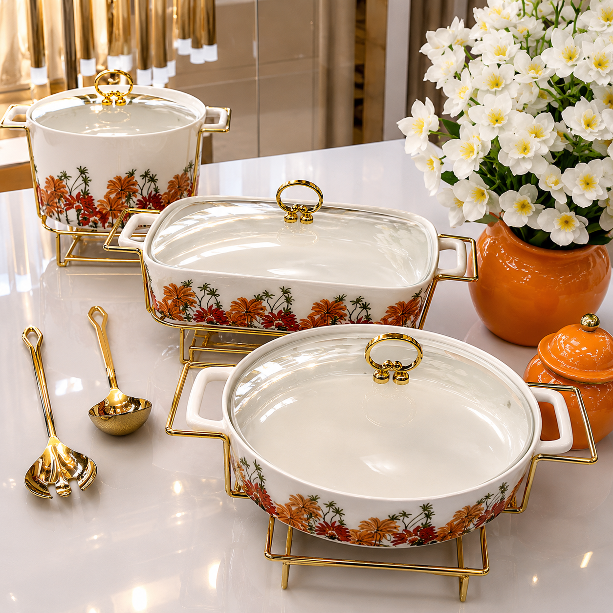 Conjunto Rechaud Paris Porcelana Premium