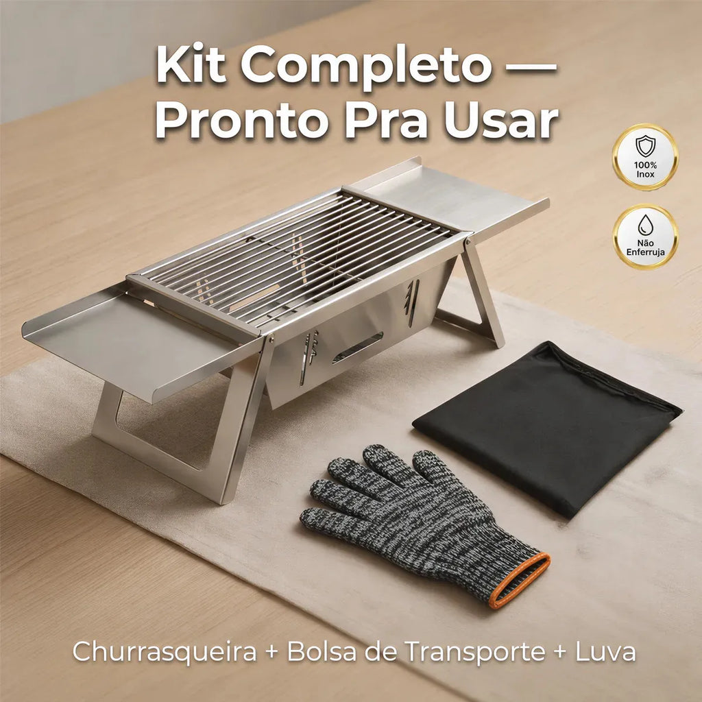 Churrasqueira Dobrável Portátil - PROMOÇÃO DE COPA 🇧🇷