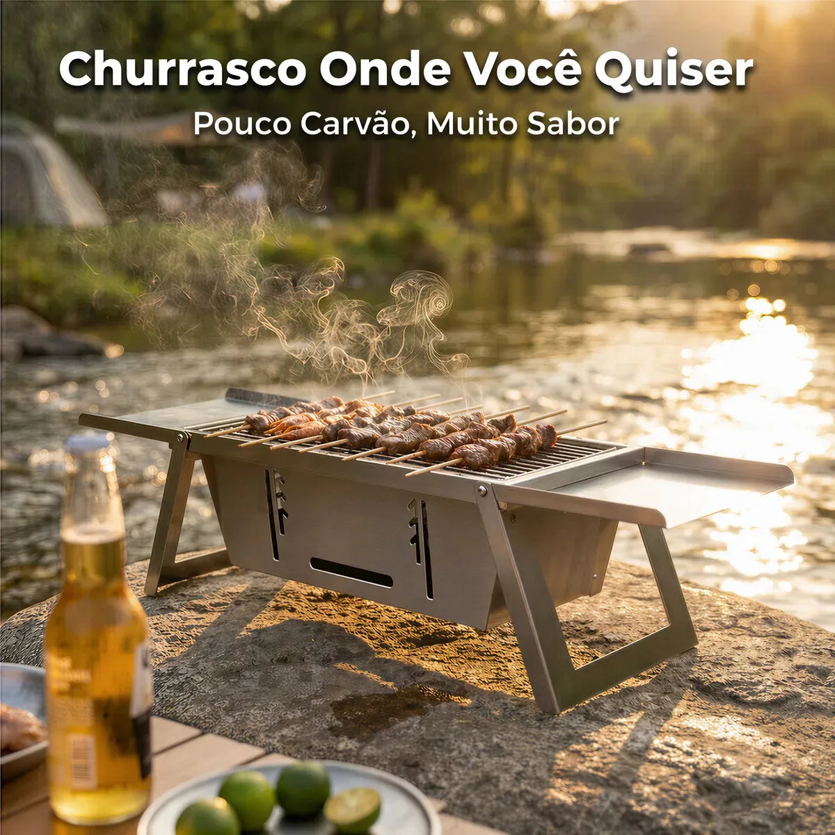 Churrasqueira Dobrável Portátil - PROMOÇÃO DE COPA 🇧🇷