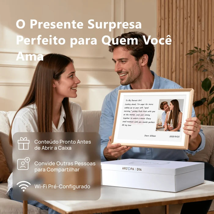 Porta-Retratos Digital Wi-Fi" Full HD — Envie Fotos do Celular em Segundos, Sem Mensalidade