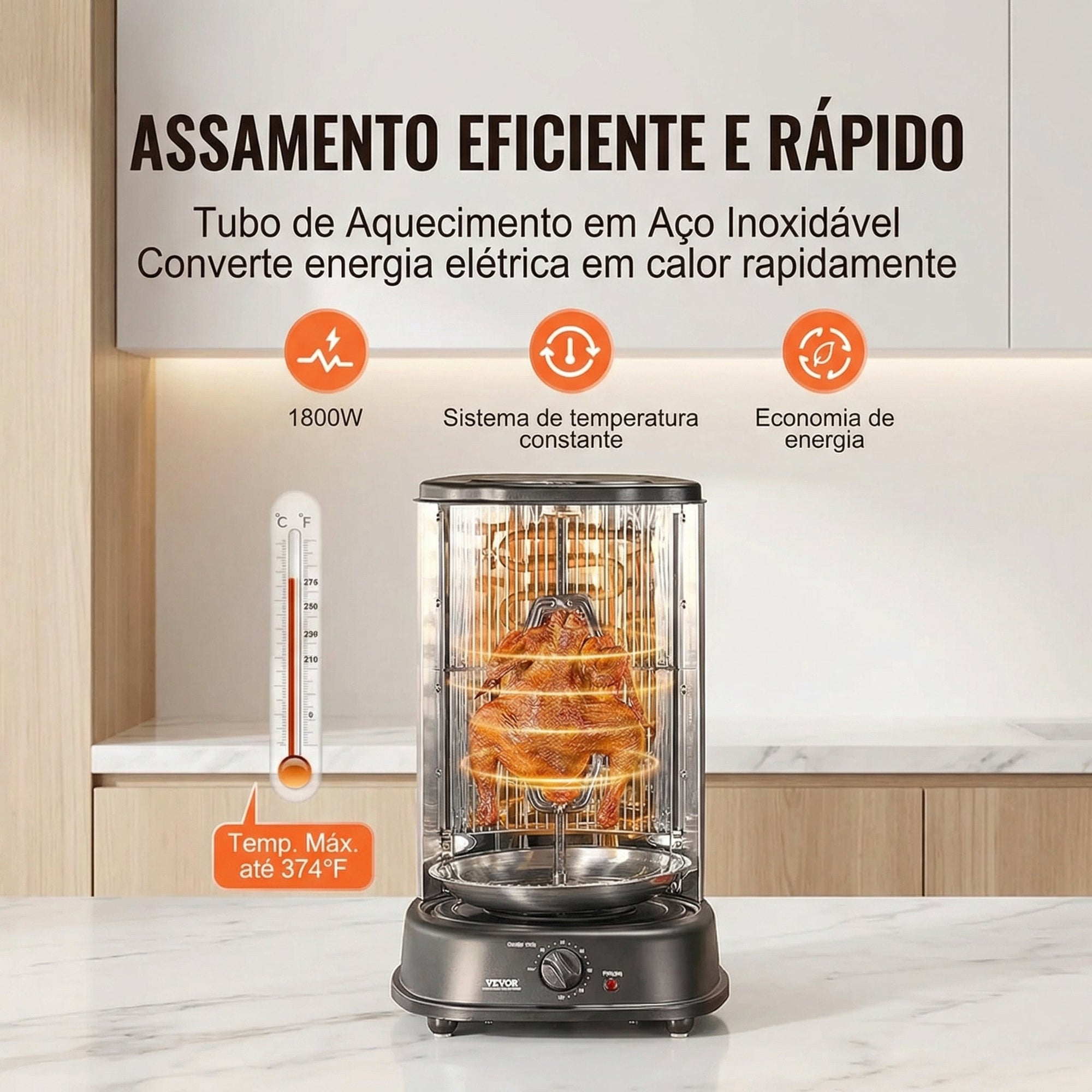 Grill Vertical Elétrico Giratório