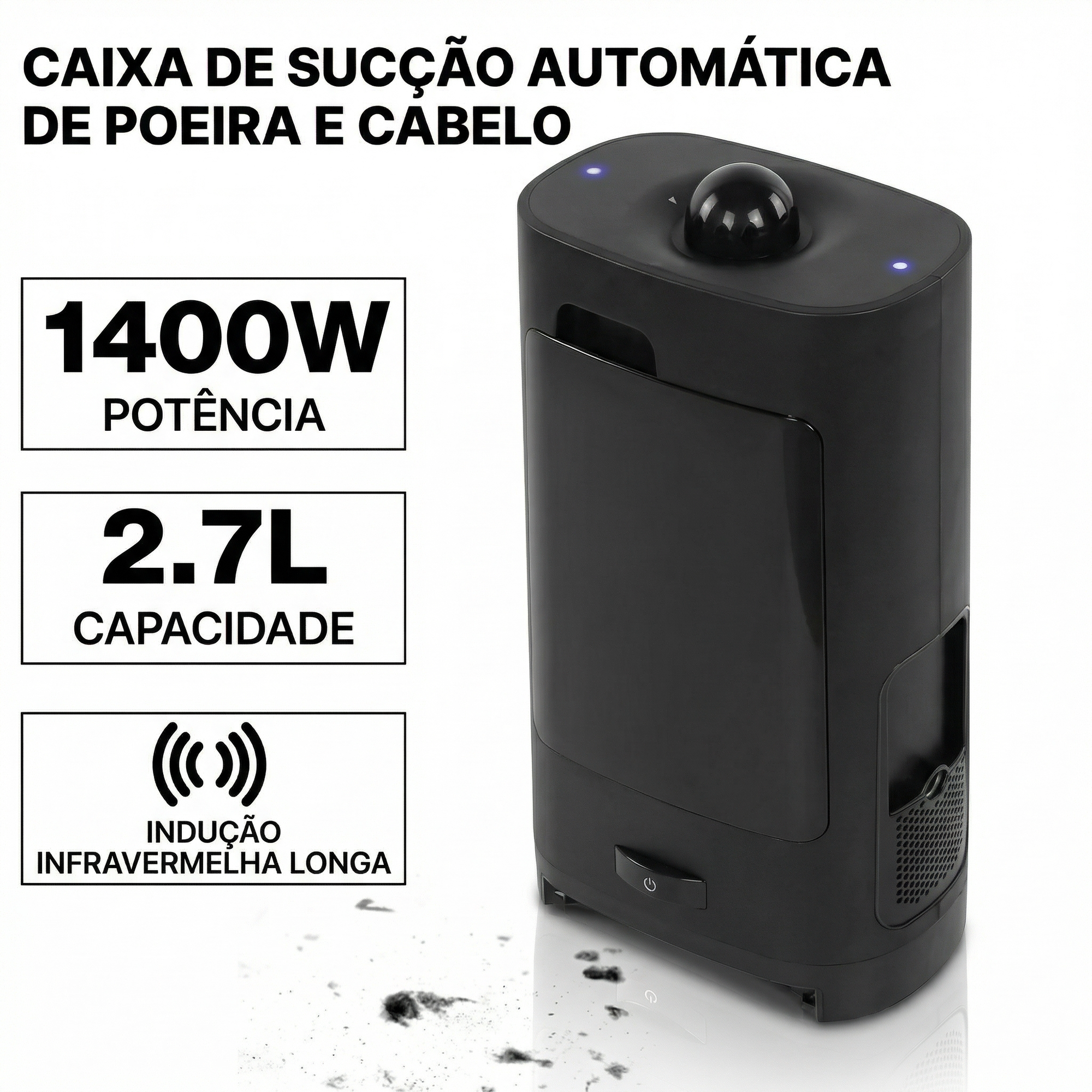 Lixeira Aspiradora Automática - Bivolt, 1400W, 2.7L
