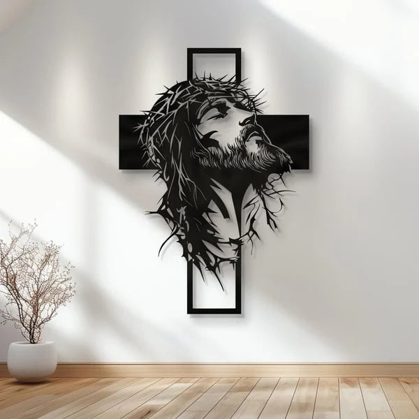 Quadro Jesus Cristo na Cruz em Metal | Arte Sacra para Parede